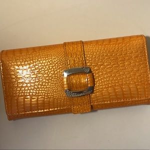 Stunning new orange patent leather large wallet